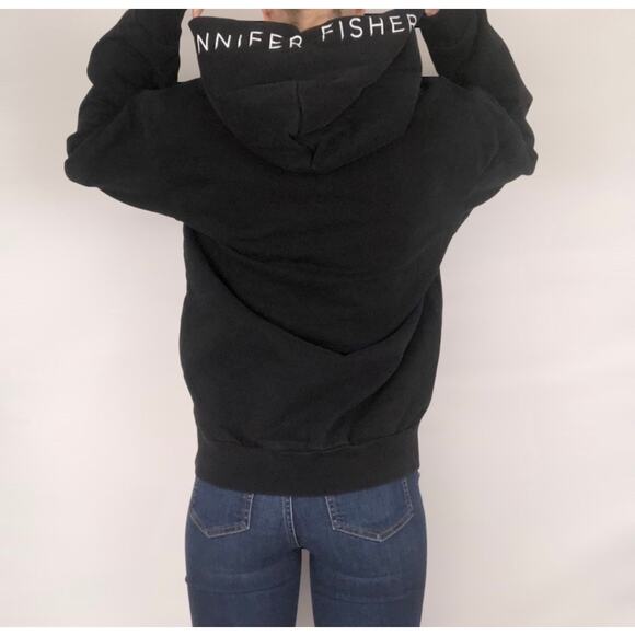 Jennifer Fisher Spell Out Oversized Black Hoodie Hoody Sweatshirt Pullover Small - Picture 1 of 11
